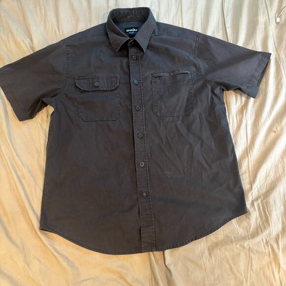Die Hard Shirt Mens Large Black Twill Short Sleeve Detail Pockets Button Down - Picture 5 of 5